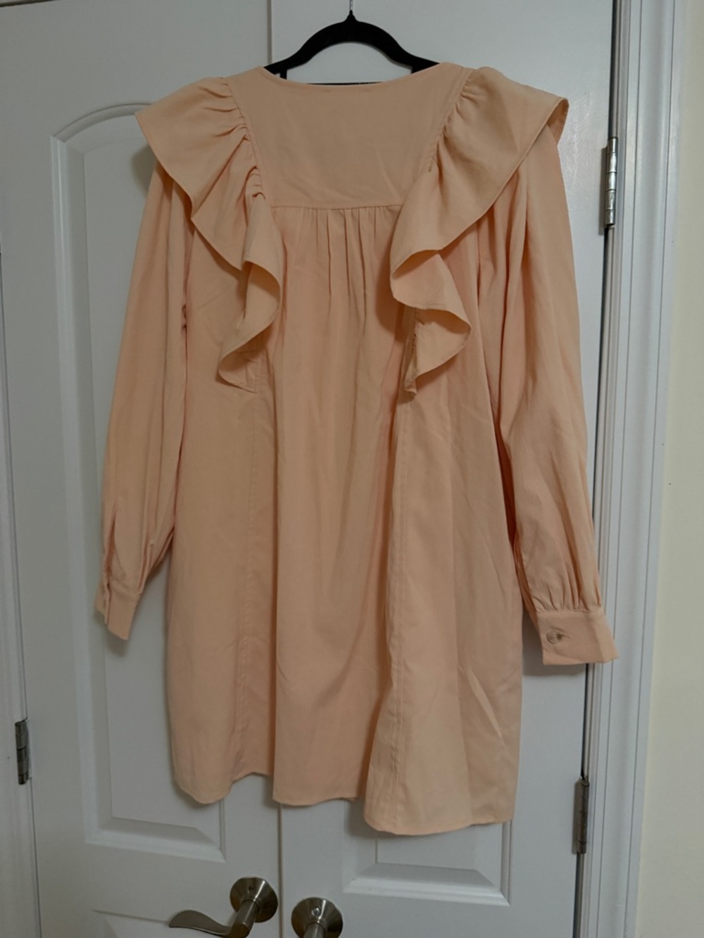 NWT Entro Peach Ruffle Button-Front Long Sleeve Dress - Picture 2 of 3